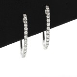 0.76 Cts. 18K White Gold Small Diamond Hoop Earrings